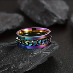 NWT Men's Stainless Steel Chain Spinner Ring